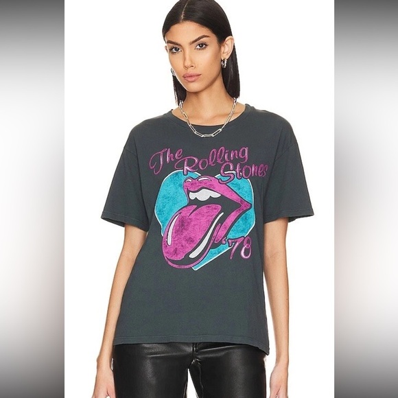 Daydreamer Rolling Stones 78 Ticket Boyfriend Tee Vintage Black Oversized - Picture 3 of 7